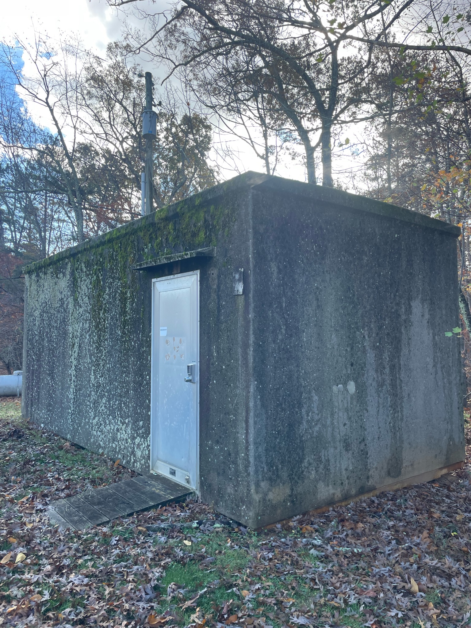 Concrete building with algae before cleaning